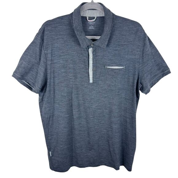 Icebreaker Gray Merino Wool Short Sleeve Collared 1/4 Button Light Polo Men's L - Picture 1 of 6